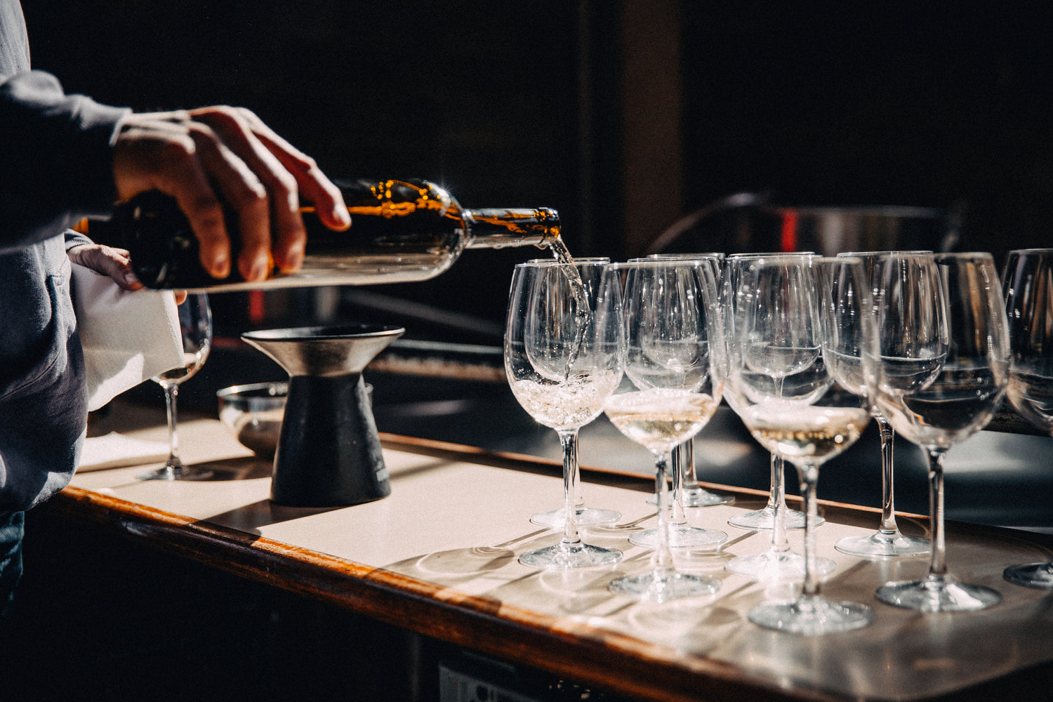Pouring a glass of wine